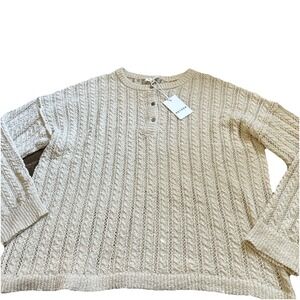 Heyson Plus Oversized Women's 2XL Sweater Ivory Eyelet Knitted NWT